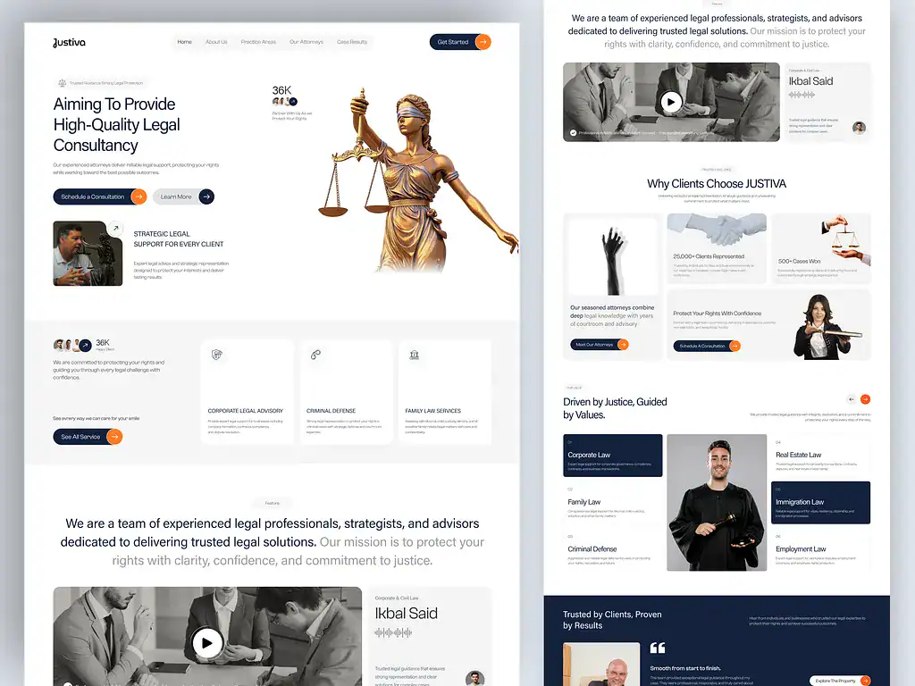 Justiva law firm website by Back9 Digital
