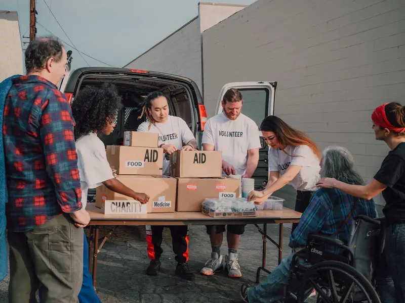 Volunteers sorting donations at a Hamilton nonprofit