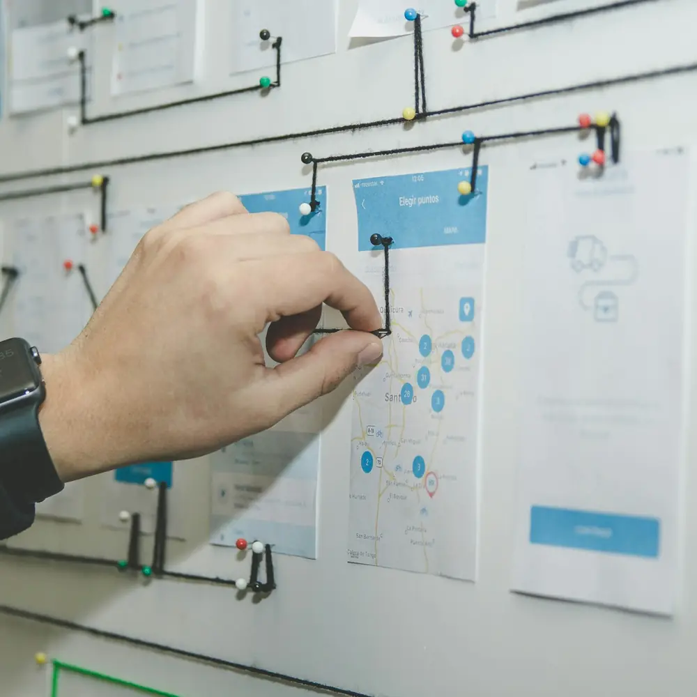 Planning a website structure on a whiteboard
