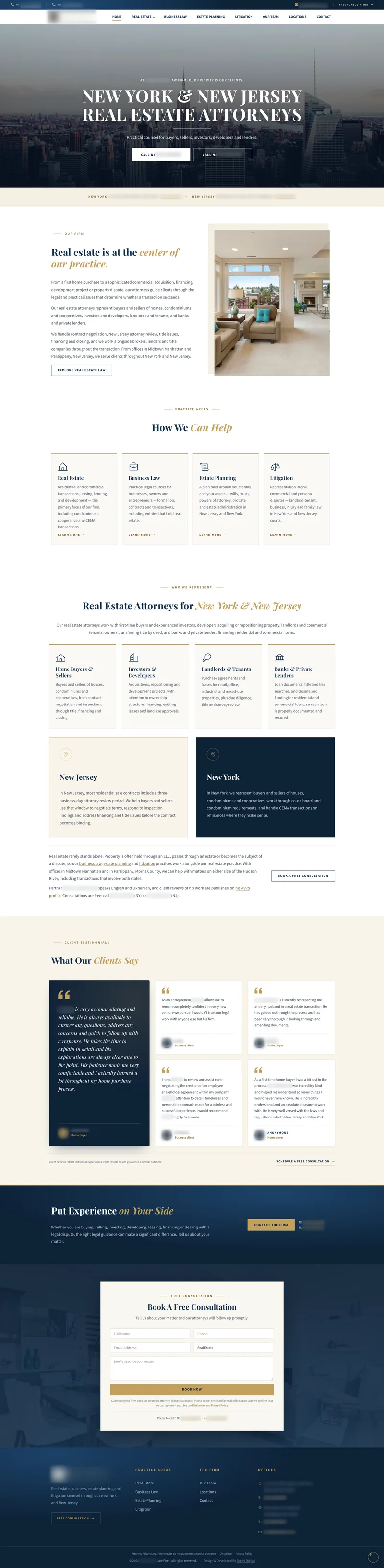 Real estate law firm website design, Back9 Digital web design portfolio