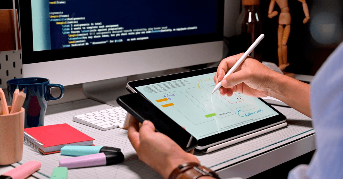 Website development process showing modern coding and web design on laptop screen