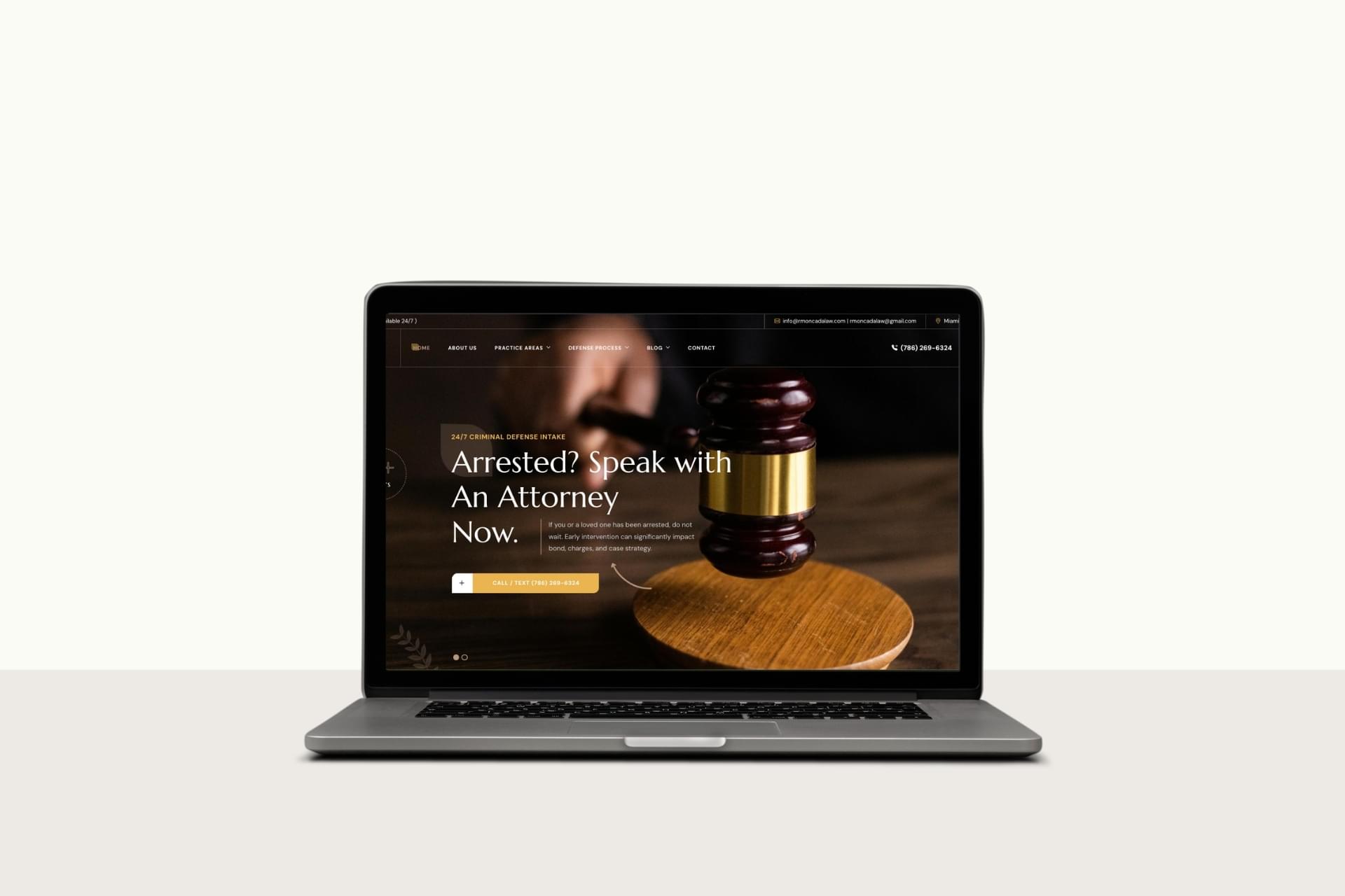Miami criminal defense attorney website design by Back9 Digital for The Law Office of Richard Moncada P.A. – professional criminal lawyer website with 24/7 contact options