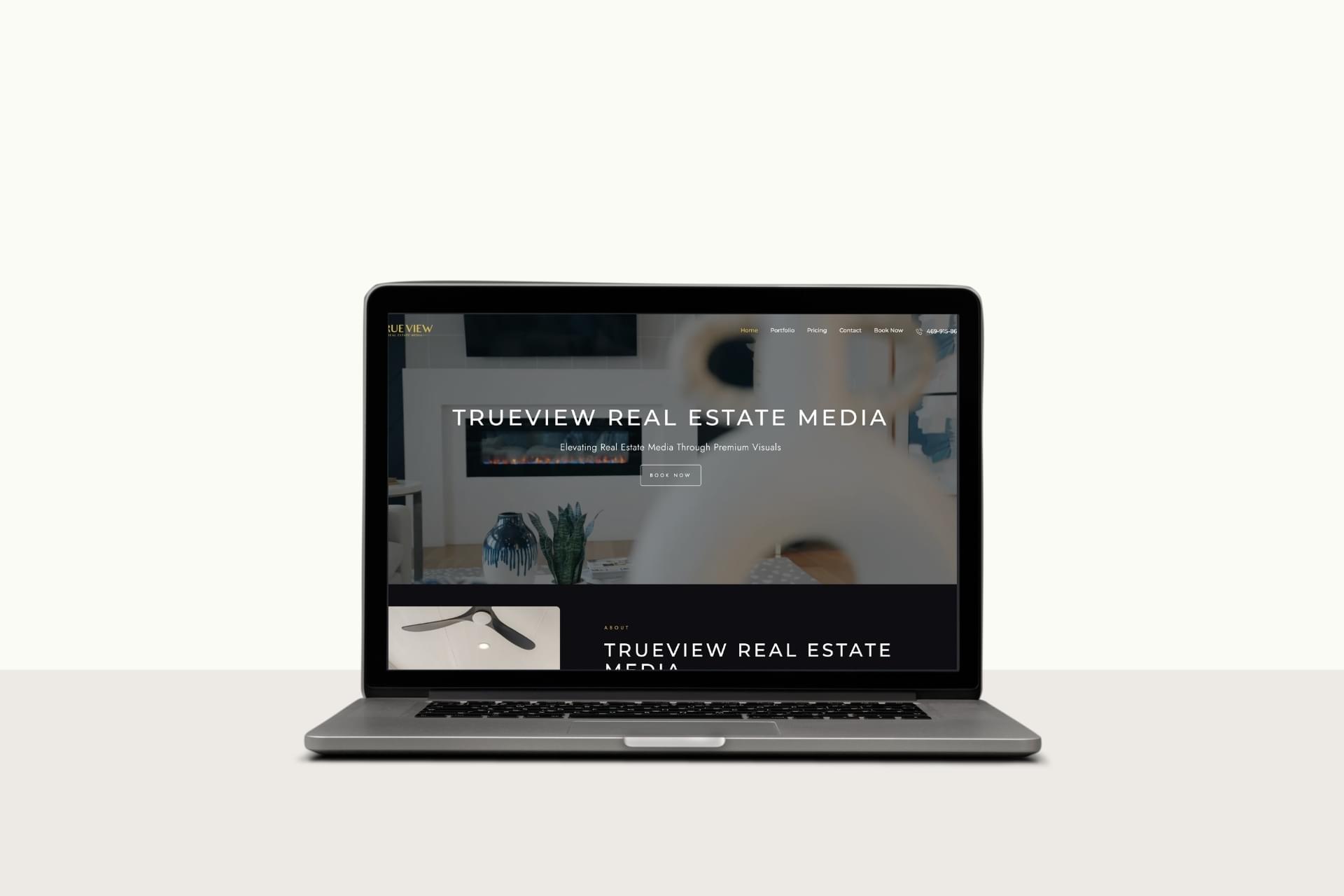 Real estate photography and aerial media company website design by Back9 Digital for TrueView Real Estate Media – clean professional real estate visual marketing site